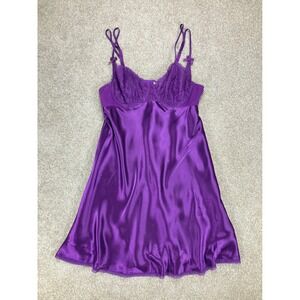 Morgan Taylor Lace Babydoll Fairy Slip Dress Women Sz XL Purple Satin Intimates